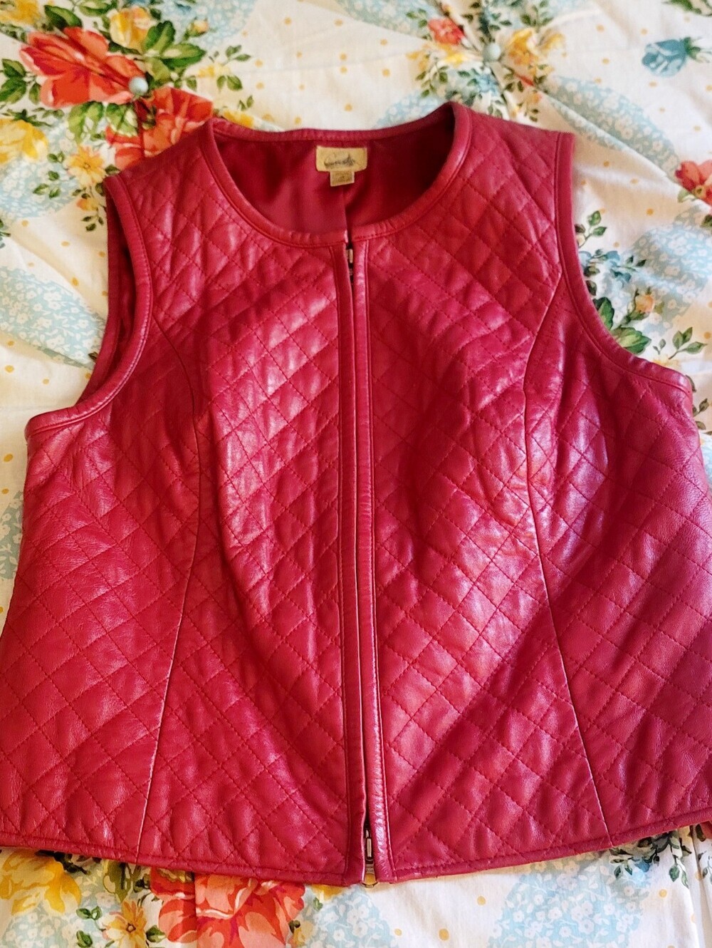 CASLON RED LAMB LEATHER PUFFER VEST SIZE M SOFT!